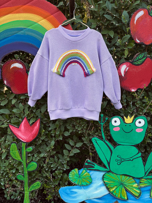 Lila szivárvány pulóver