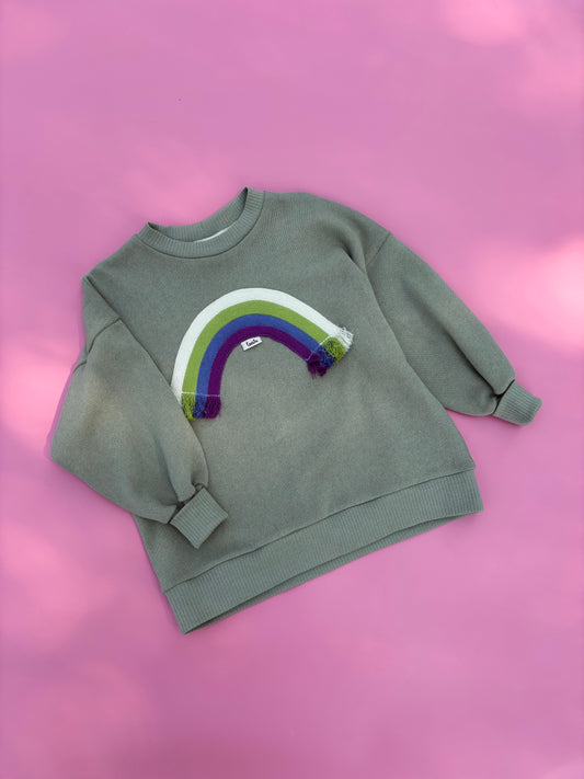 Zöld szivárvány pulóver