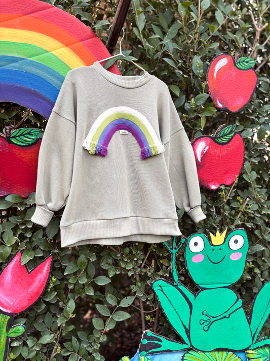 Zöld szivárvány pulóver