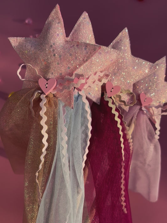 Rózsaszín csillagos varázspálca