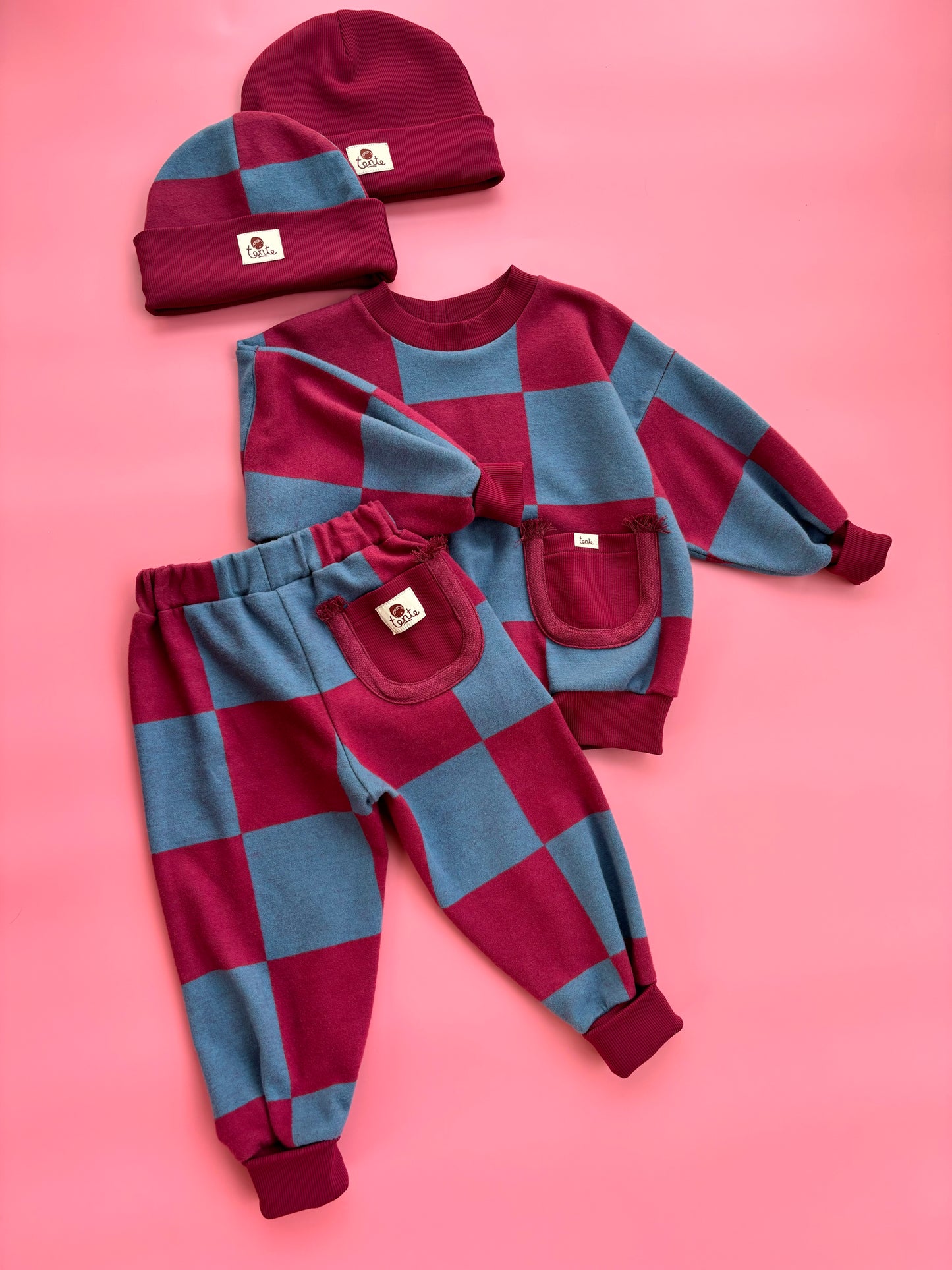 Burgundy checked pants